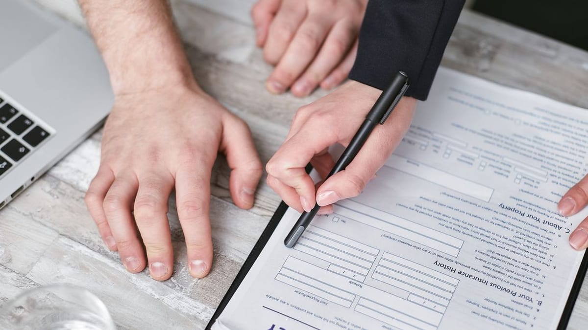 An insurance document on a table